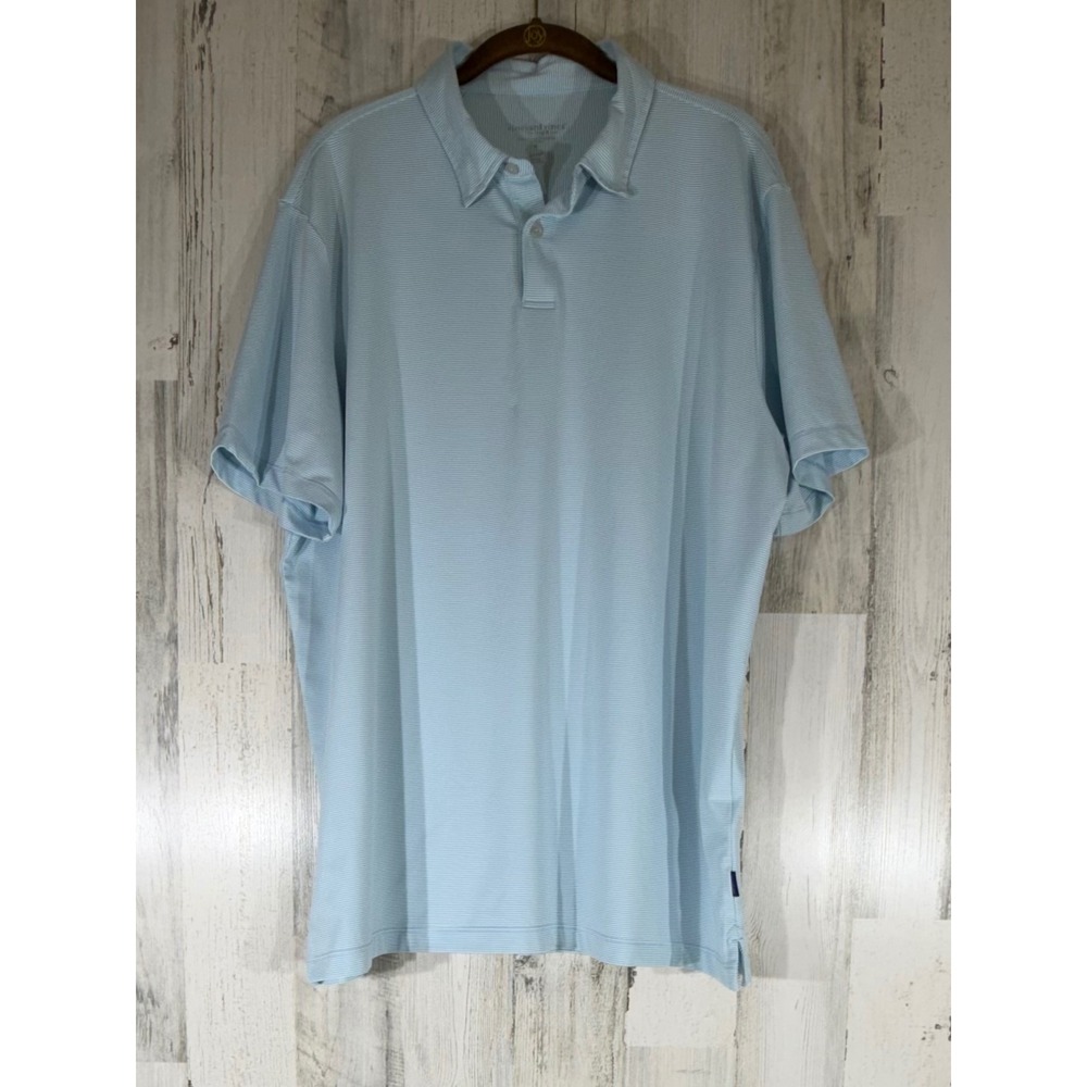 Vineyard Vinesโ Polo XL Light Blue Micro Striped Brrr Performance Golf Shirt